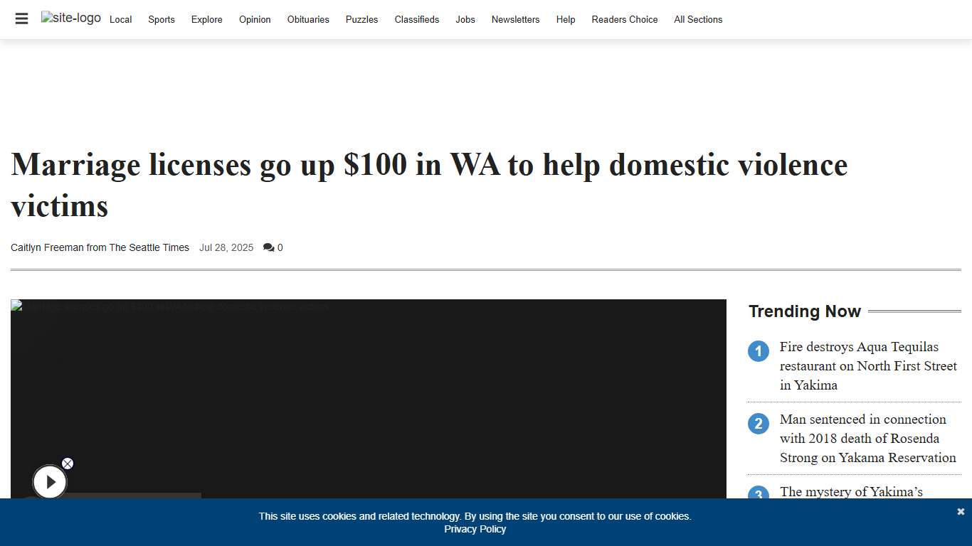 Marriage licenses go up $100 in WA to help domestic violence victims | Northwest | yakimaherald.com