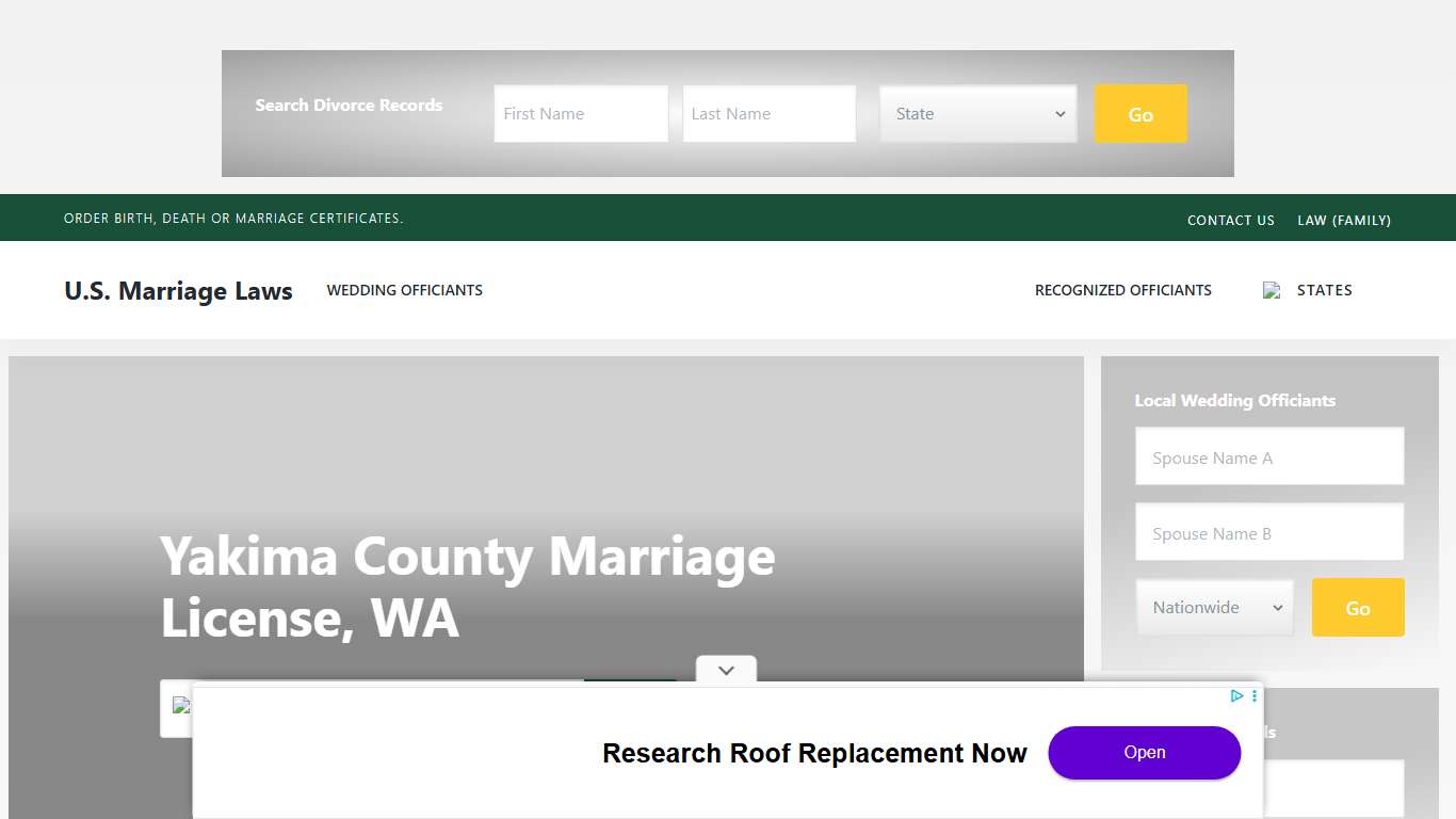Marriage Licenses » Yakima County » Marriage Laws » Washington