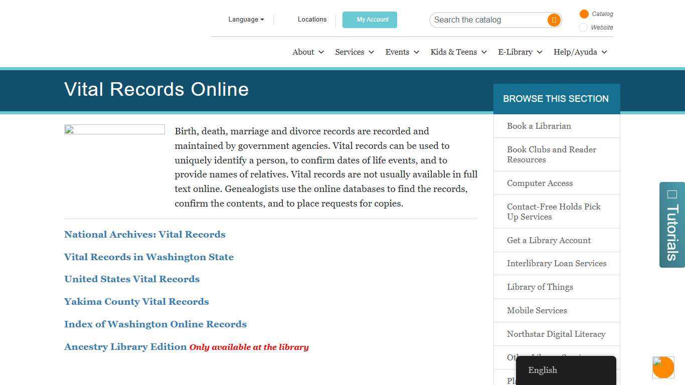 Vital Records Online - Yakima Valley Libraries