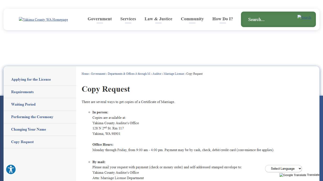 Copy Request | Yakima County, WA